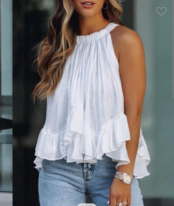 Sleeveless Off Shoulder Pleated Sexy Round Neck Top