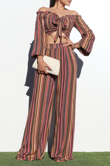Multi Color Off Shoulder Pants Set