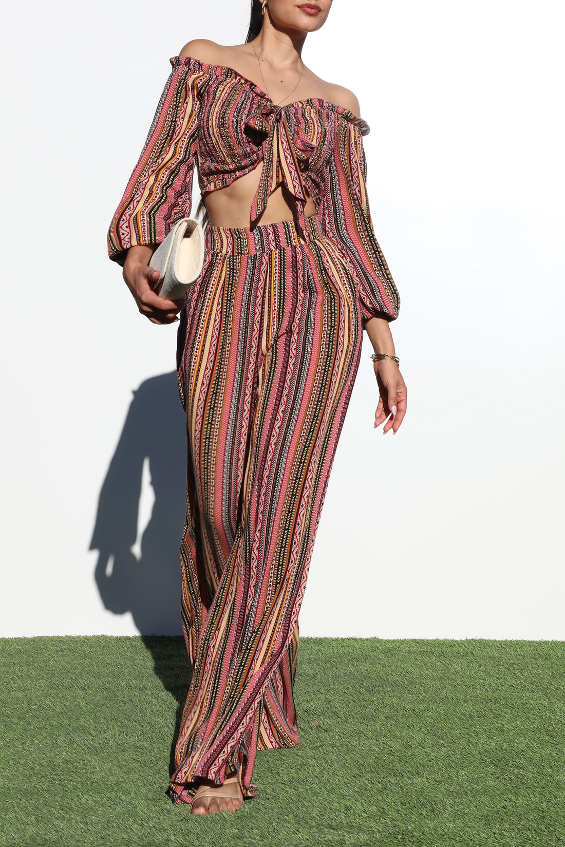 Multi Color Off Shoulder Pants Set