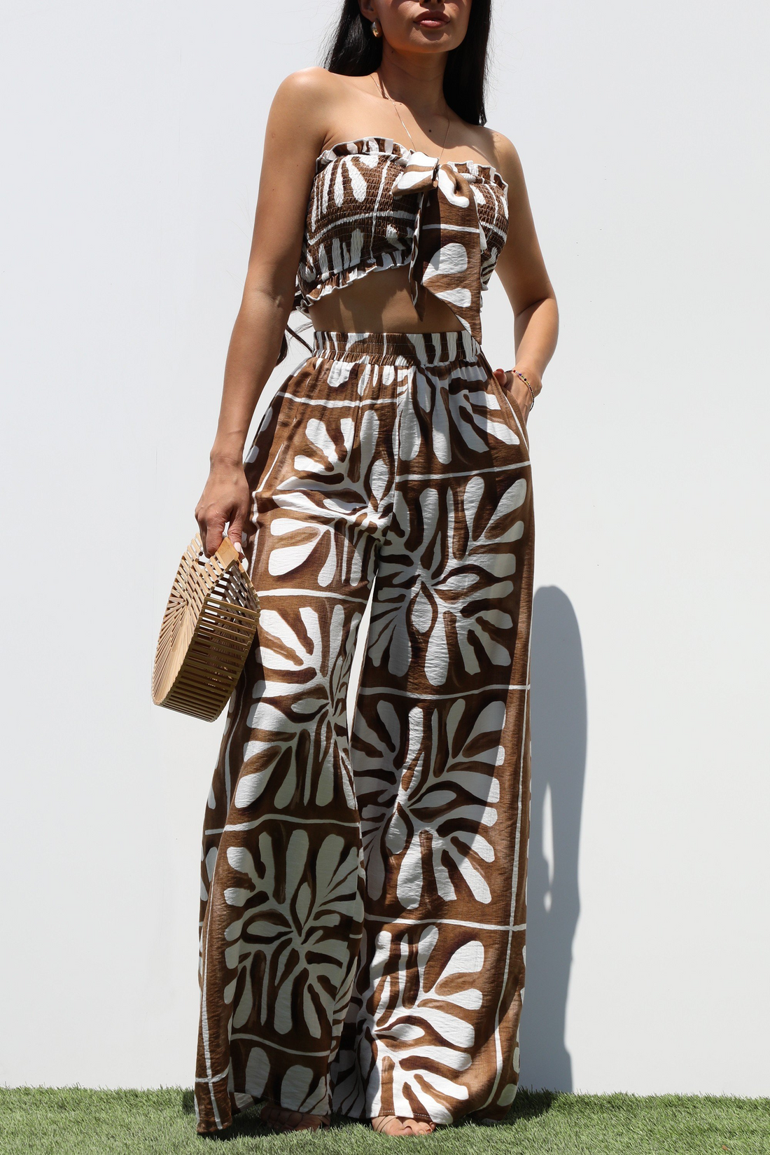 Smoked Top Woven Pants Set