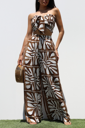 Smoked Top Woven Pants Set