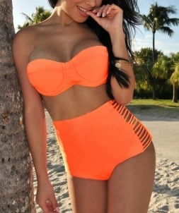 Orange High Waist Two Piece