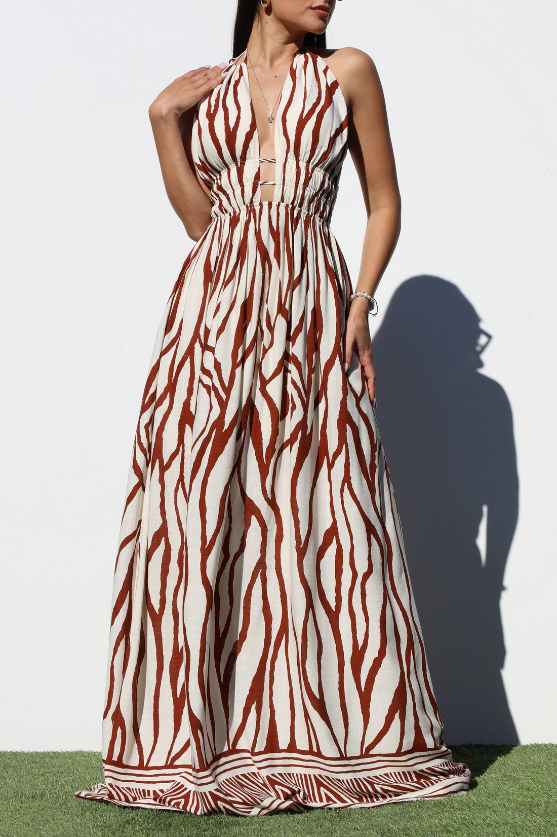 Border Printed Woven Maxi Dress