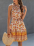 Altered Neck, Sleeveless Flower Detail, Short Dress