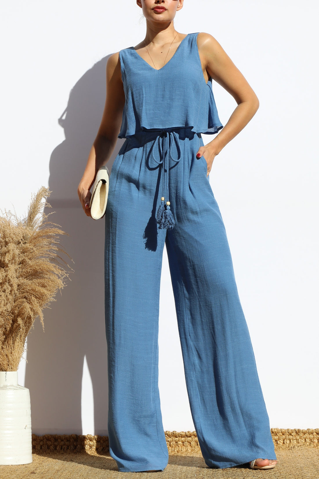 V-Neck Sleeveless Jumpsuit
