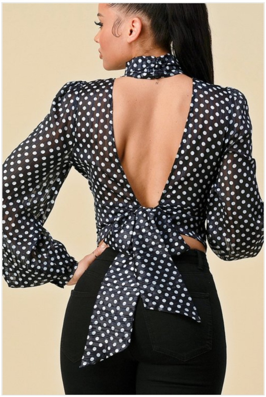 Tie Back Polka Dot Top
