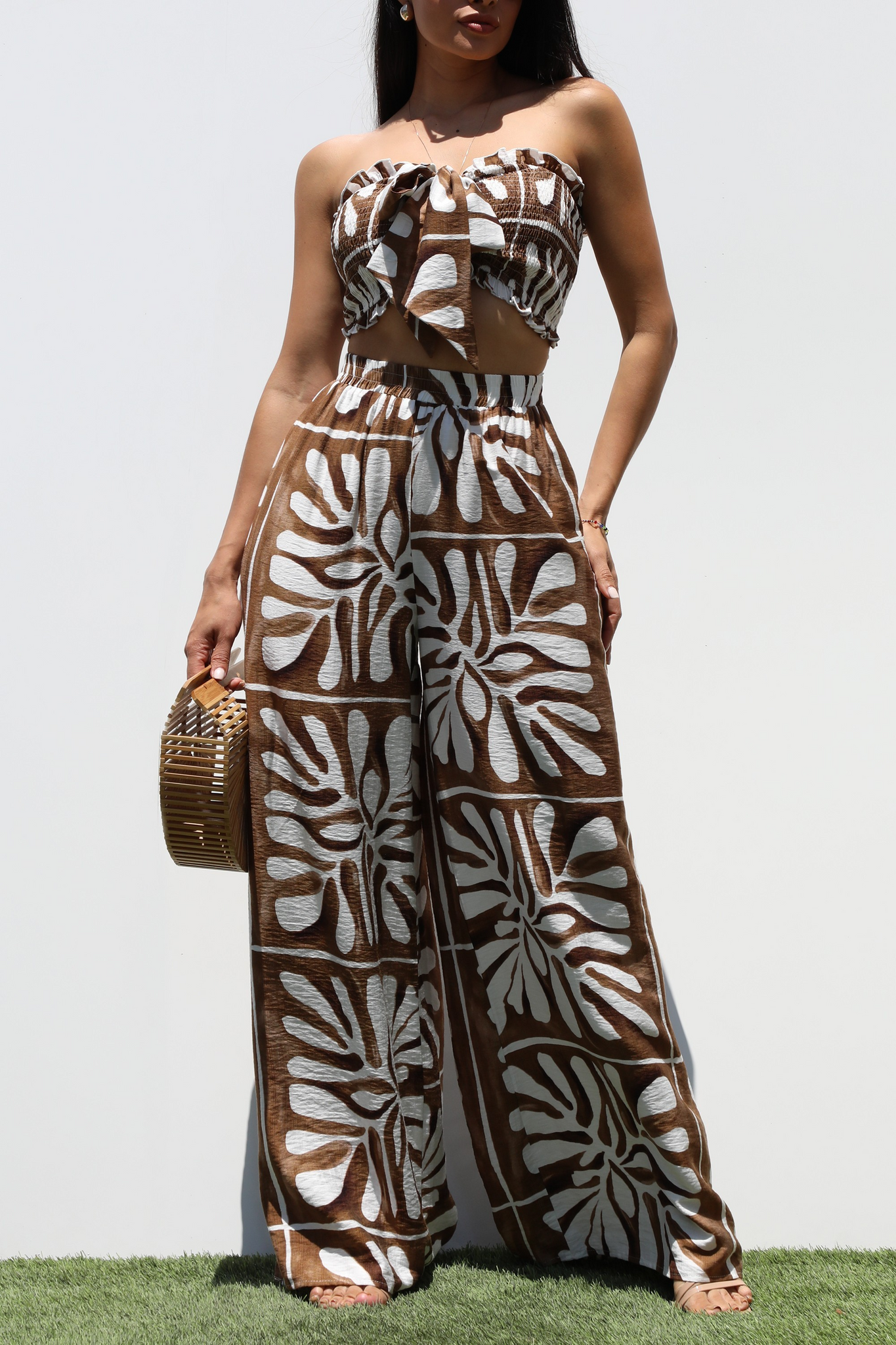 Smoked Top Woven Pants Set