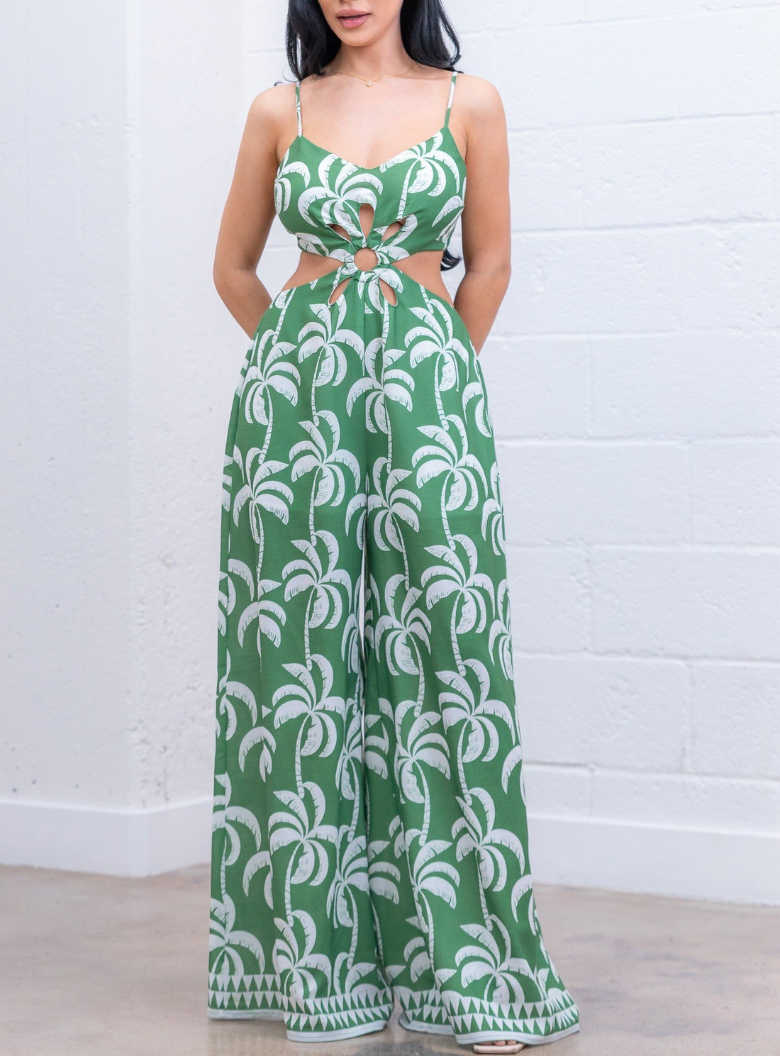 Spaghetti Strap Cut-Out Jumpsuit