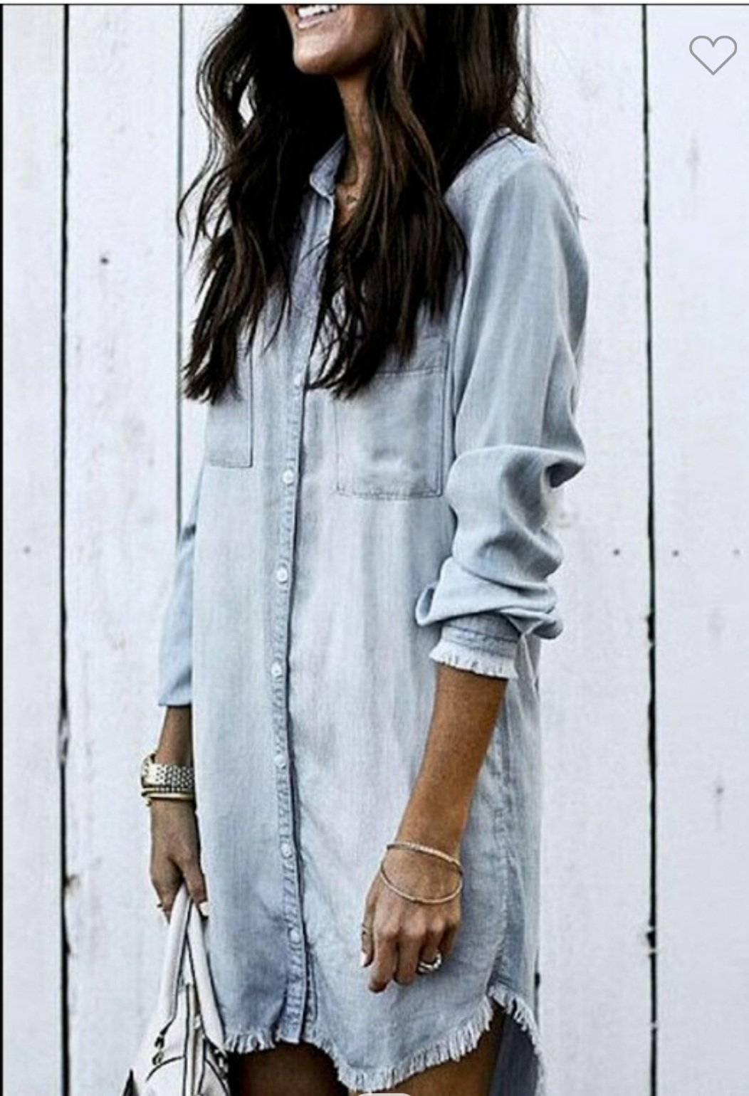 Distressed Button Down Denim Shirt Dress